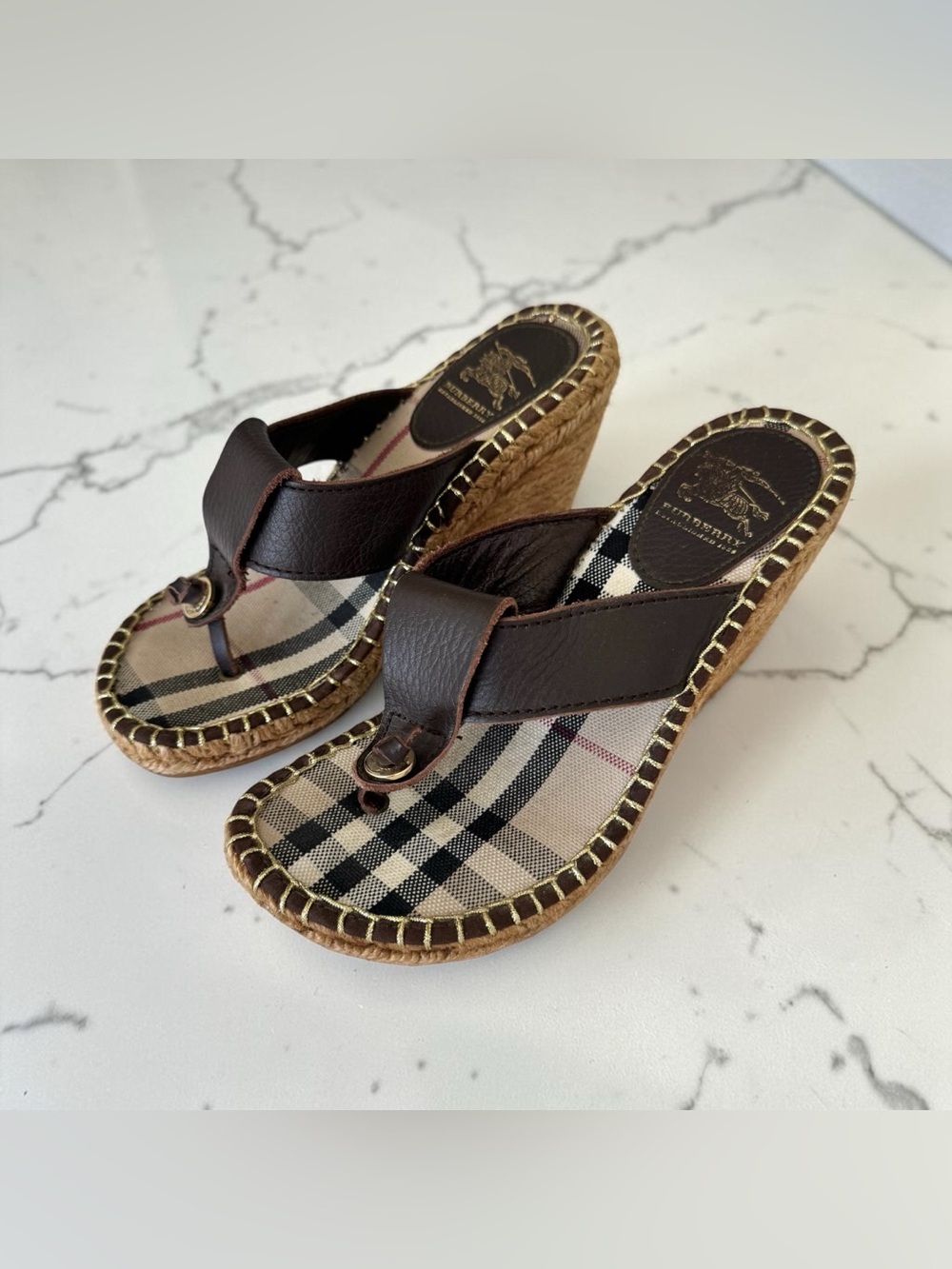 Vintage Y2K Burberry Nova Woven Wedges